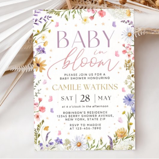 Baby in Bloom Invitation, Baby Shower Invitation,  招待状