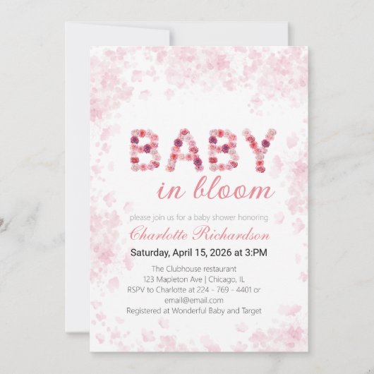 Baby in Bloom Invitation | Spring baby shower 招待状 (正面)
