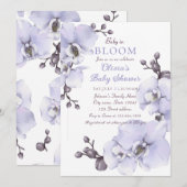 Baby in Bloom Lavender Orchid Baby Shower Invitati 招待状 (正面/裏面)