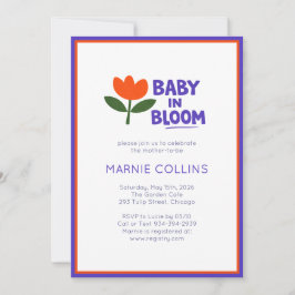 Baby in Bloom Minimalist Modern Trendy Baby Shower 招待状