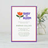 Baby in Bloom Minimalist Modern Trendy Baby Shower 招待状 (スタンド正面)