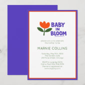 Baby in Bloom Minimalist Modern Trendy Baby Shower 招待状 (正面/裏面)