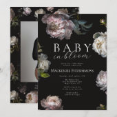 Baby in Bloom Moody Peony Photo Floral Baby Shower 招待状 (正面/裏面)