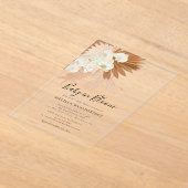Baby in Bloom Pampas Grass Boho Floral Shower アクリル招待状 (レイダウン)