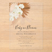 Baby in Bloom Pampas Grass Boho Floral Shower アクリル招待状 (正面)