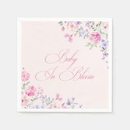 Baby In Bloom Pastel Pink Floral Baby Shower スタンダードカクテルナプキン