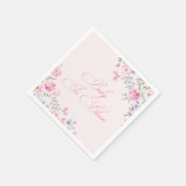 Baby In Bloom Pastel Pink Floral Baby Shower スタンダードカクテルナプキン (角)