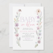 Baby in Bloom Pastel Wildflowers Baby Shower 招待状 (正面)