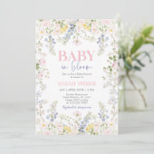 Baby in Bloom Pastel Wildflowers Baby Shower 招待状 (スタンド正面)