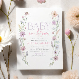 Baby in Bloom Pastel Wildflowers Baby Shower 招待状