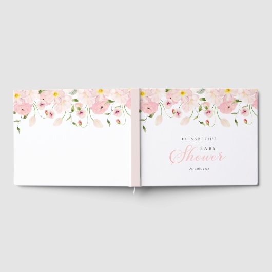 Baby in Bloom Pink Baby Shower ゲストブック (全面)