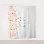 Baby In Bloom Pink Baby Shower タペストリー (正面)