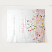 Baby In Bloom Pink Baby Shower タペストリー (正面(横))