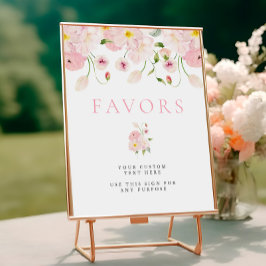 Baby In Bloom Pink Baby Shower Table Sign ポスター