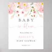 Baby In Bloom Pink Baby Shower Welcome Poster ポスター (正面)