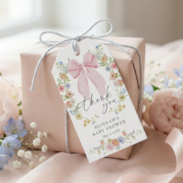 Baby in Bloom Pink Bow Baby Shower ギフトタグ