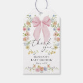 Baby in Bloom Pink Bow Baby Shower ギフトタグ (正面)