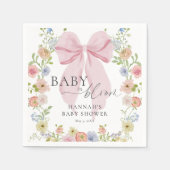 Baby in Bloom Pink Bow Baby Shower スタンダードカクテルナプキン (正面)