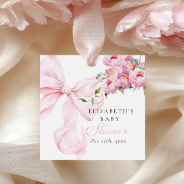 Baby in Bloom Pink Bow Baby Shower フェイバータグ