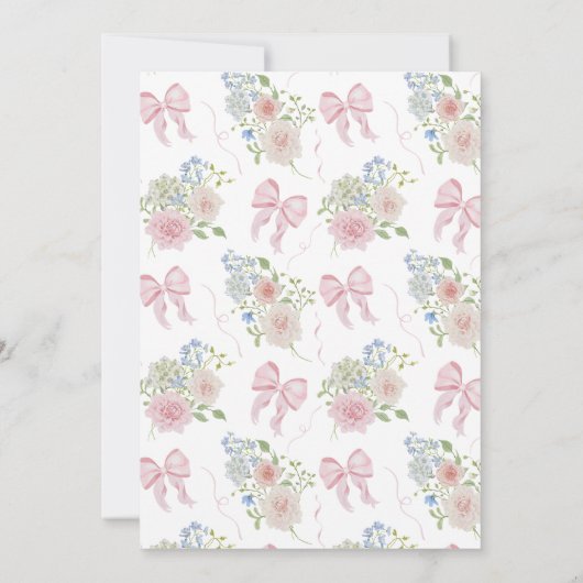 Baby in Bloom Pink Bow Baby Shower 招待状 (裏面)