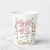 Baby in Bloom Pink Bow Baby Shower 紙コップ (正面)