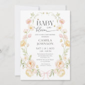 Baby in Bloom Pink Bow Baby Shower Invitation 招待状 (正面)