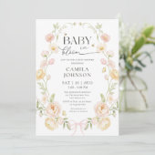 Baby in Bloom Pink Bow Baby Shower Invitation 招待状 (スタンド正面)