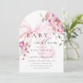 Baby In Bloom Pink Bow Baby Shower Invitation 招待状 (スタンド正面)