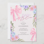 Baby In Bloom Pink Bow Baby Shower Invitation 招待状 (正面)