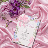 Baby In Bloom Pink Bow Baby Shower Invitation 招待状