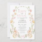 Baby in Bloom Pink Bow Baby Shower Invitation 招待状 (正面)