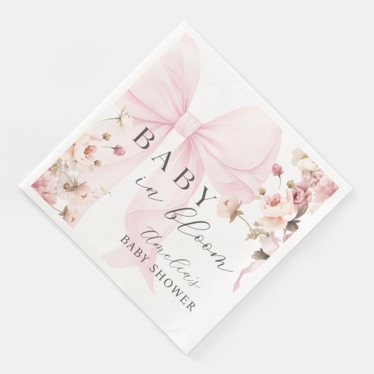 Baby In Bloom Pink Bow Baby Shower Napkins (コーナー)