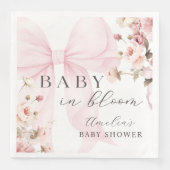 Baby In Bloom Pink Bow Baby Shower Napkins (正面)