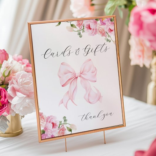 Baby in Bloom Pink Bow Cards & Gifts ポスター