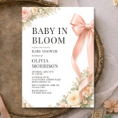 Baby In Bloom Pink Bow Coquette Baby Shower 招待状