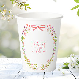 Baby in Bloom Pink Bow Floral Garden Baby Shower 紙コップ