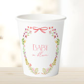 Baby in Bloom Pink Bow Floral Garden Baby Shower 紙コップ