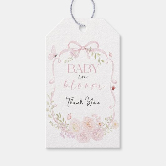 Baby in Bloom Pink Bow Gift Tag ギフトタグ (正面)
