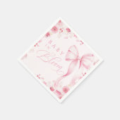 Baby in Bloom Pink  Bow Napkins  スタンダードカクテルナプキン (角)