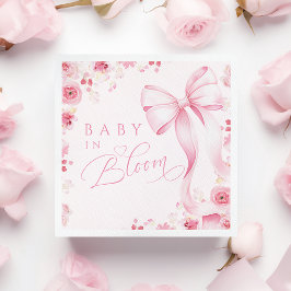 Baby in Bloom Pink  Bow Napkins  スタンダードカクテルナプキン