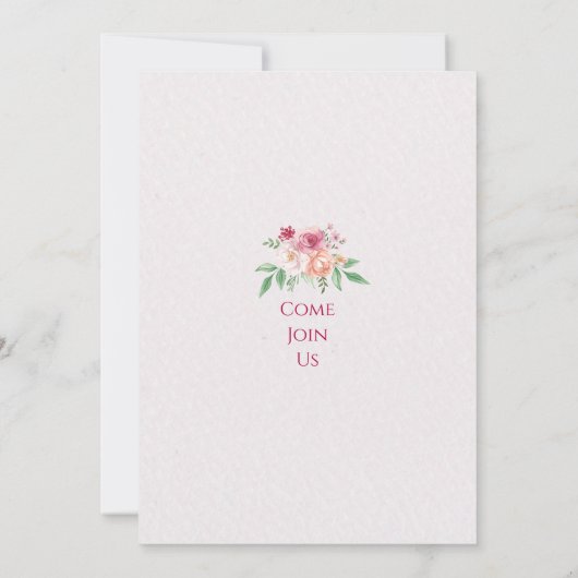 Baby in Bloom Pink Floral Baby Shower Invitation 招待状 (裏面)