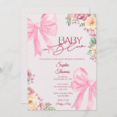 Baby in Bloom Pink Floral Baby Shower Invitation 招待状 (正面/裏面)