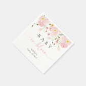 Baby In Bloom Pink Floral Baby Shower Napkins スタンダードカクテルナプキン (角)