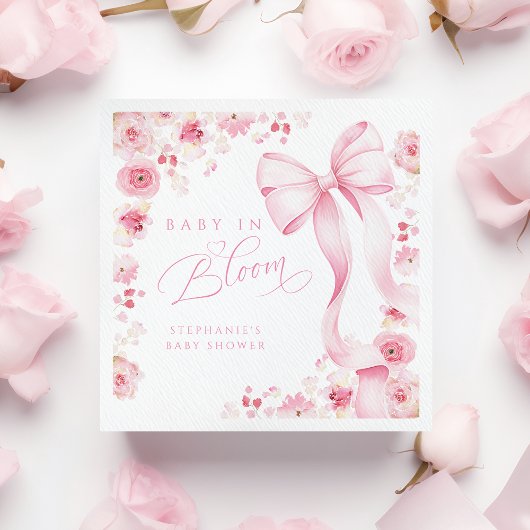 Baby in Bloom Pink Floral Napkins  スタンダードカクテルナプキン