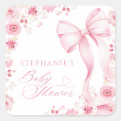 Baby in Bloom Pink Floral Stickers  スクエアシール (正面)
