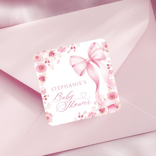 Baby in Bloom Pink Floral Stickers  スクエアシール