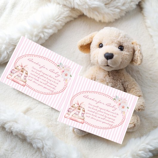 Baby in bloom preppy baby shower book request エンクロージャーカード
