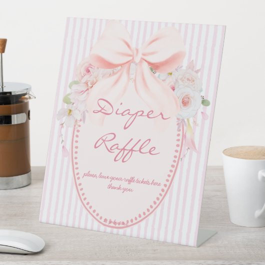 Baby in bloom preppy bow baby shower diaper raffle 台座サイン (インサイチュ)