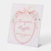 Baby in bloom preppy bow baby shower diaper raffle 台座サイン (正面)