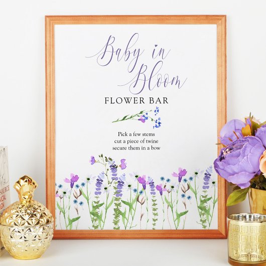 Baby in Bloom Purple Wildflower Flower Bar ポスター